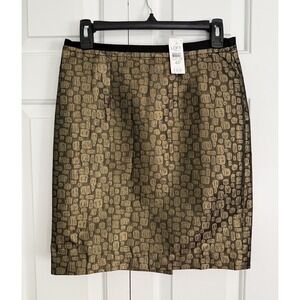 Ann Taylor Loft Petites Pencil Skirt Size 4P Gold Metallic Party Lined New